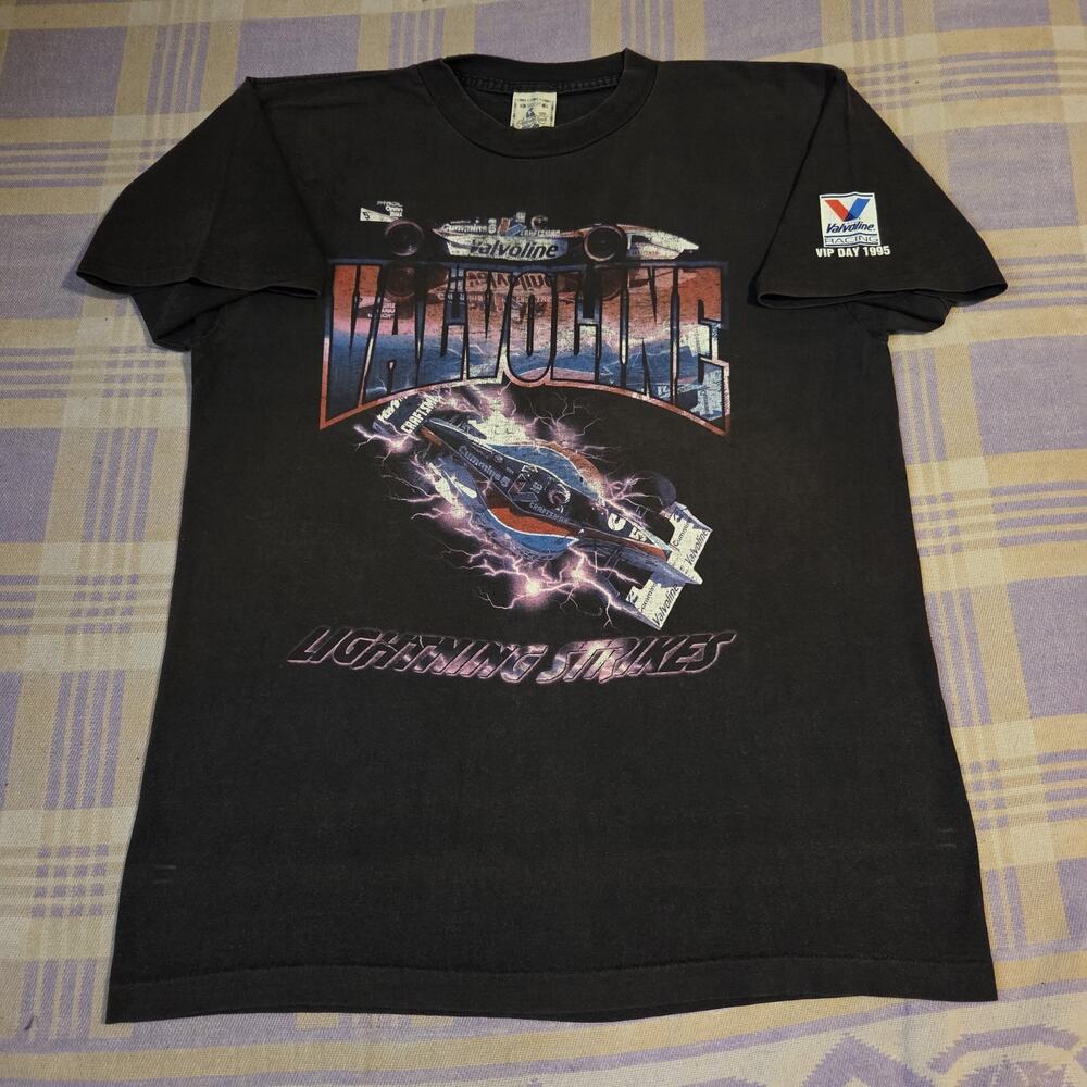 Vintage NASCAR 1995 VIP Day Valvoline Racing Lightning Strikes T Shirt XL 90s
